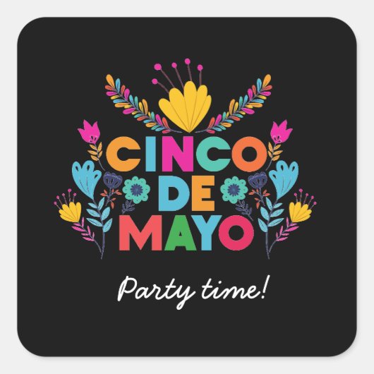 Cinco de Mayo, kleurrijk Mexico Vierkante Sticker (Voorkant)