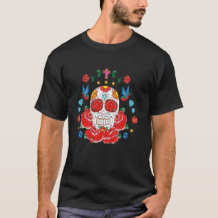 Cinco de Mayo Kleurrijke Bloemrijke Suiker Schedel T-shirt