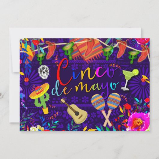 Cinco de Mayo Kleurrijke Viering Fiesta Party Kaart (Voorkant)
