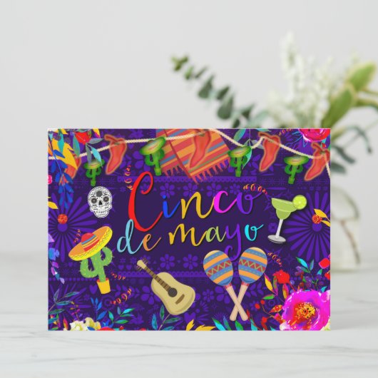 Cinco de Mayo Kleurrijke Viering Fiesta Party Kaart (Staand voorkant)