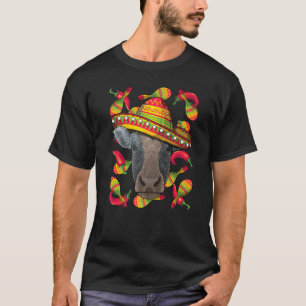Cinco De Mayo Koe Sombrero Mexicaanse Boerderij Fe T-shirt