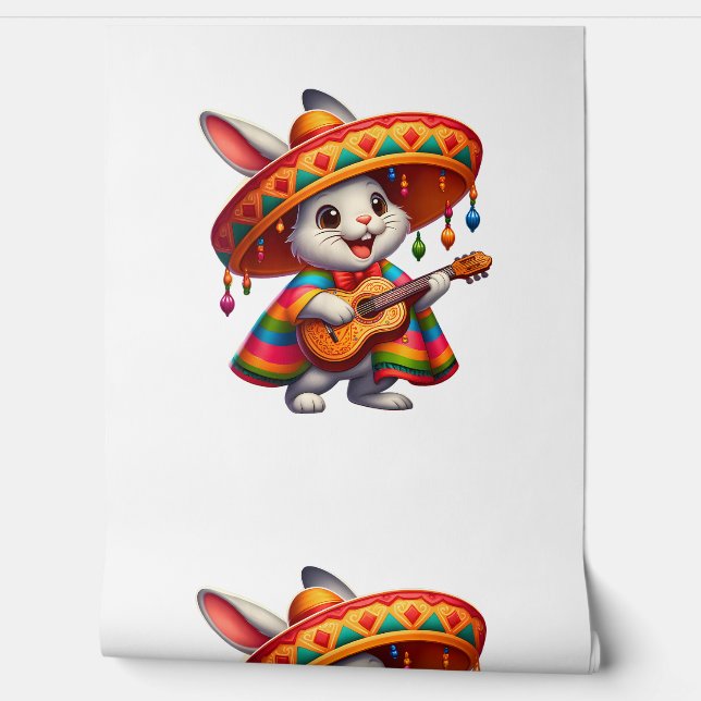 Cinco de Mayo Konijn met Mexicaanse Sombrero Manne Behang (Afrollen)