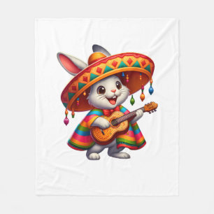 Cinco de Mayo Konijn met Mexicaanse Sombrero Manne Fleece Deken