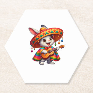 Cinco de Mayo Konijn met Mexicaanse Sombrero Manne Kartonnen Onderzetters