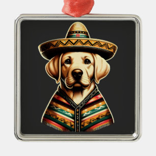 Cinco De Mayo Labrador Retriever Poncho Sombrero Metalen Ornament