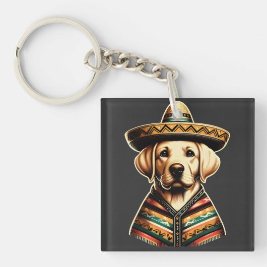 Cinco De Mayo Labrador Retriever Poncho Sombrero Sleutelhanger (voorkant)