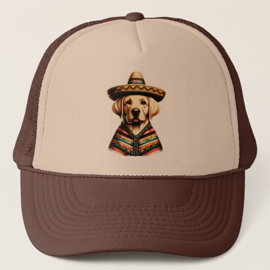 Cinco De Mayo Labrador Retriever Poncho Sombrero Trucker Pet (Voorkant)