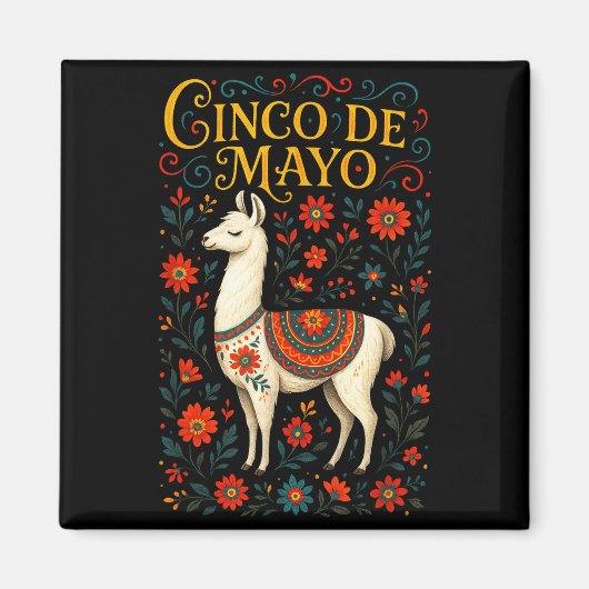 Cinco de mayo - lama feestelijke viering kunst magneet (Voorkant)