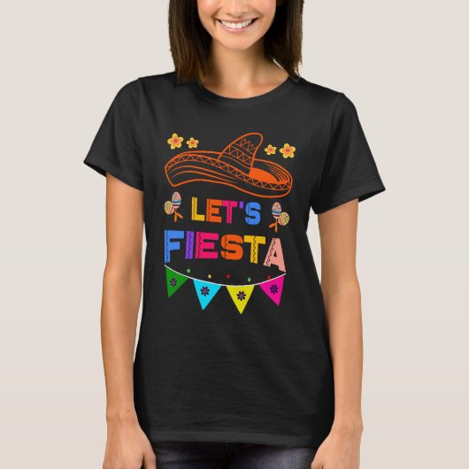 Cinco De Mayo Let's Fiesta Cactus Sombrero Hat  2 T-shirt (Voorkant)