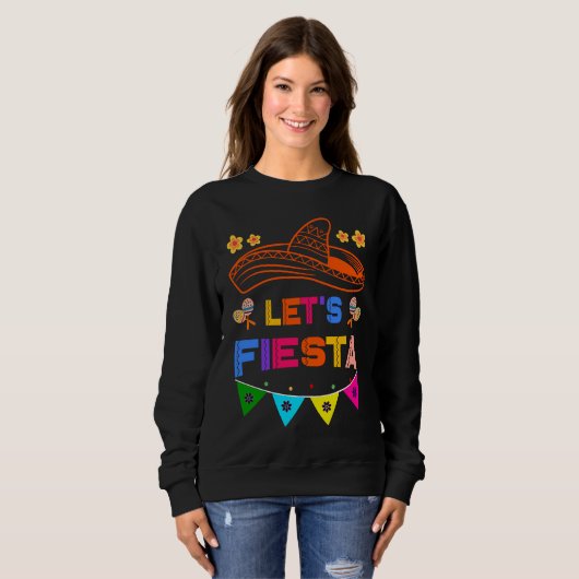 Cinco De Mayo Let's Fiesta Cactus Sombrero Hat  2 Trui (Voorkant volledig)