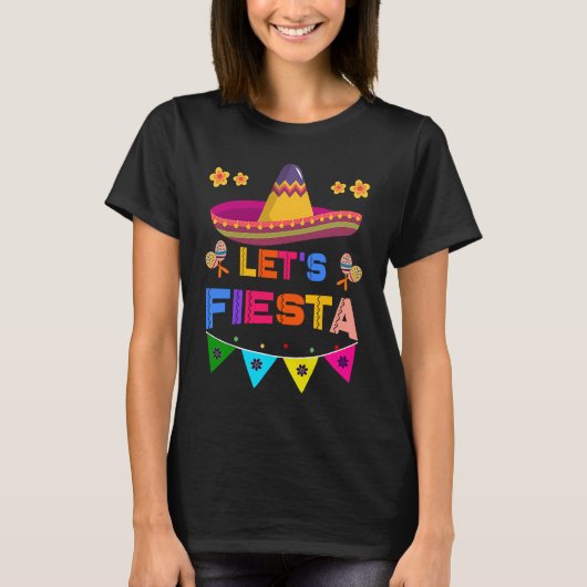Cinco De Mayo Let's Fiesta Cactus Sombrero Hat T-shirt (Voorkant)