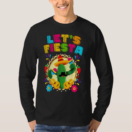 Cinco De Mayo Lets Fiesta Cactus Sombrero Pet T-shirt (Voorkant)