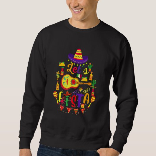 Cinco De Mayo Let's Fiesta Guitar Cactus Mexican H Trui (Voorkant)