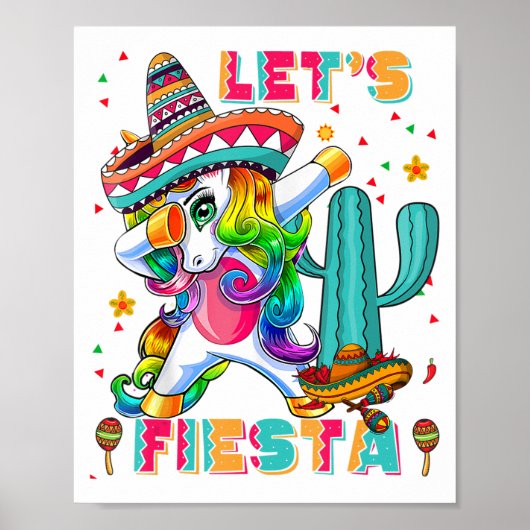 Cinco De Mayo Lets Fiesta Mexican Cactus Unicorn D Poster (Voorkant)