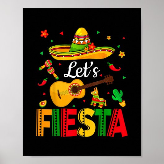 Cinco De Mayo Let's Fiesta Mexican Party Guitar Poster (Voorkant)