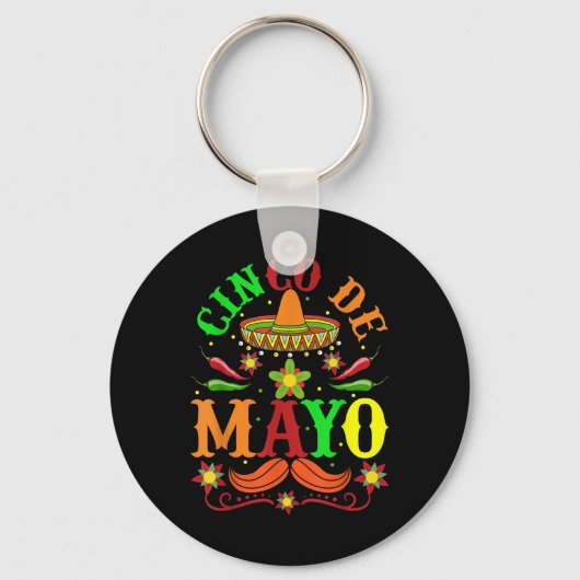 Cinco De Mayo Lets Fiesta Squad 5 De Mayo Mexican Sleutelhanger (Voorkant)