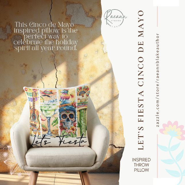 Cinco de Mayo Let's Fiesta Square Throw Pillow Kussen (Creator heeft geüpload)