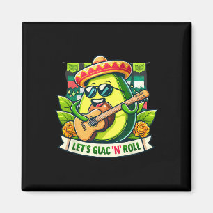 Cinco De Mayo Let's Guac n' Roll! Avocadogitarist Magneet
