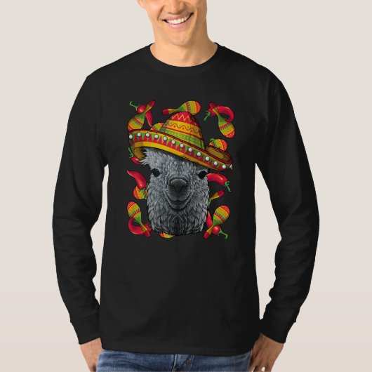 Cinco De Mayo Llama Sombrero Mexican Llama Fiesta T-shirt (Voorkant)