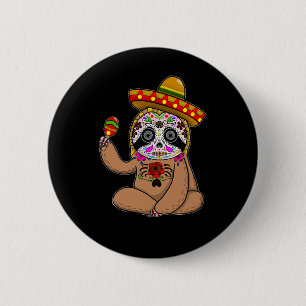 Cinco De Mayo Luiaard Halloween Mexicaanse Dag Van Ronde Button 5,7 Cm