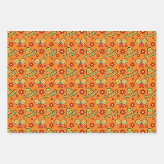 Cinco de Mayo Maracas' Sombreros Inpakpapier Vel (Voorkant 2)