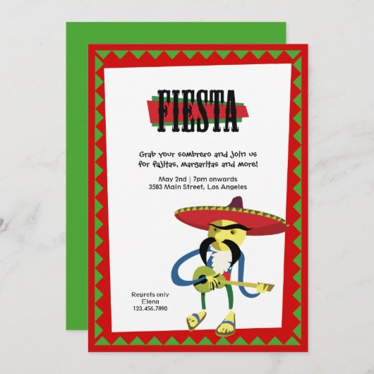 Cinco de Mayo Mariachi Fiesta Uitnodiging (Voorkant / Achterkant)