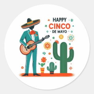 Cinco de mayo mariachi - Mexicaanse trots Ronde Sticker