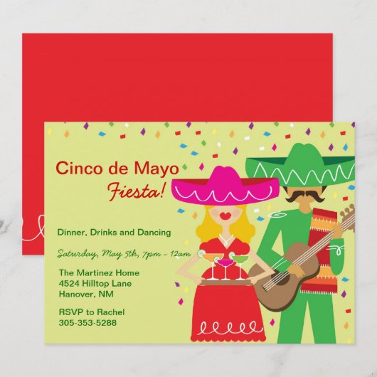 Cinco de Mayo Mariachi Uitnodigingen (Voorkant / Achterkant)
