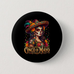 Cinco de mayo-meisje Mexicaans feest 5 mei Cinco Ronde Button 5,7 Cm