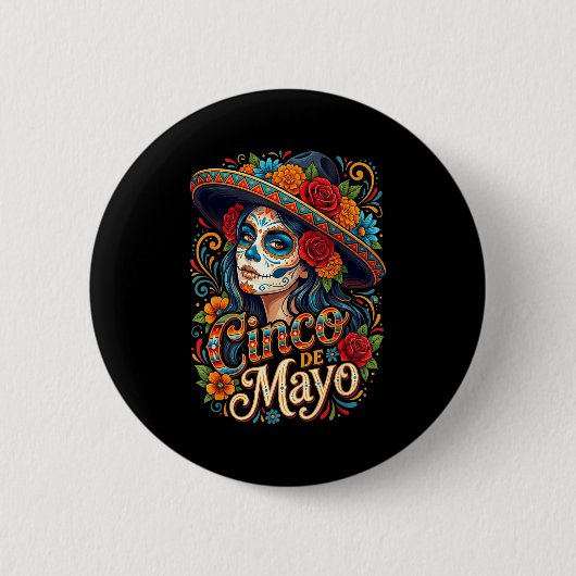 Cinco de Mayo meisjes vrouwen Mexicaanse feestdag  Ronde Button 5,7 Cm (Voorkant)