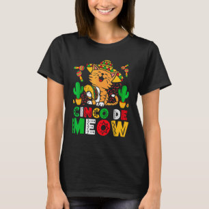Cinco De Mayo Meow Cat Sombrero Mexican Fiesta Ta T-shirt