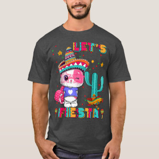 Cinco De Mayo Meow Lets Fiesta Meican Cactus Cute T-shirt