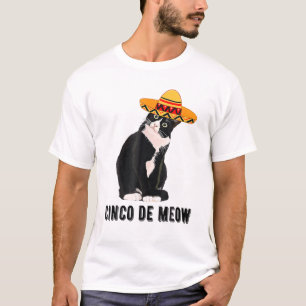 Cinco De Mayo Meow Tuxedo Cat Sombrero Mexicaanse  T-shirt