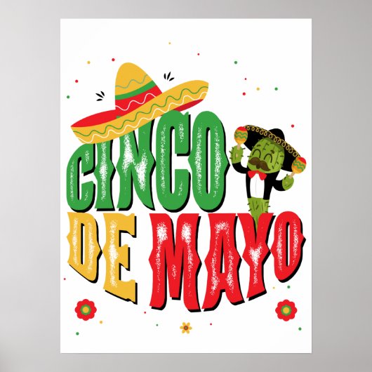 Cinco de Mayo met Pet Cactus Funny Cinco de Mayo Poster (Voorkant)