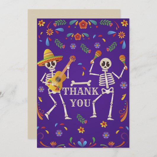 Cinco de Mayo Mexicaans feest schedel Dank je Kaart (Voorkant / Achterkant)