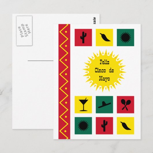Cinco de mayo Mexicaans-geïnspireerd kleurrijk Bri Briefkaart (Voorkant / Achterkant)