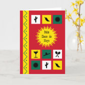 Cinco de Mayo Mexicaans-geïnspireerd rood Kaart (Gele Bloem)