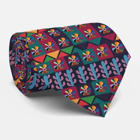 Cinco De Mayo Mexicaans Kunstpatroon Stropdas (Opgerold)