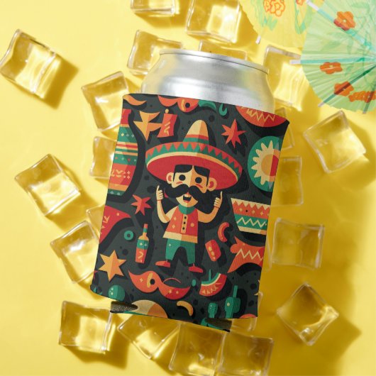 Cinco de Mayo. Mexicaans patroon van heldere carto Blikjeskoeler (Insitu Zomer)