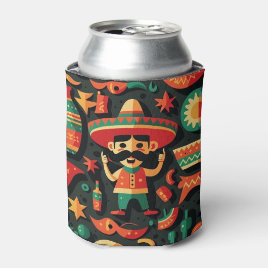 Cinco de Mayo. Mexicaans patroon van heldere carto Blikjeskoeler (Blikje Voorkant)