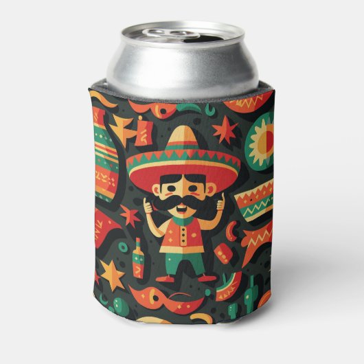 Cinco de Mayo. Mexicaans patroon van heldere carto Blikjeskoeler (Blikje Achterkant)