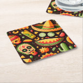 Cinco de Mayo. Mexicaans patroon van heldere carto Kartonnen Onderzetters (Schuin)