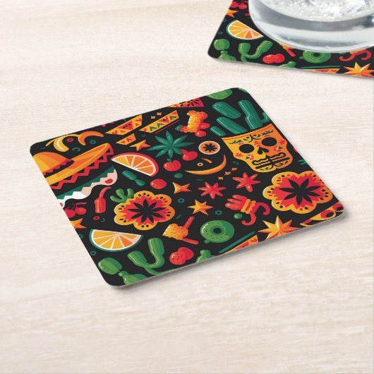 Cinco de Mayo. Mexicaans patroon van heldere carto Kartonnen Onderzetters (Schuin)