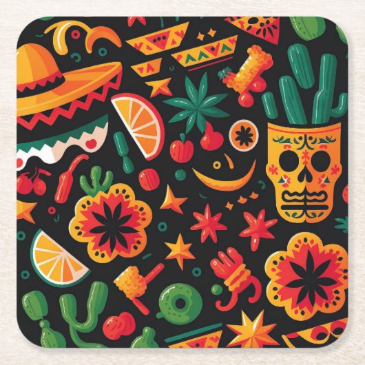 Cinco de Mayo. Mexicaans patroon van heldere carto Kartonnen Onderzetters (Voorkant)