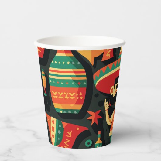 Cinco de Mayo. Mexicaans patroon van heldere carto Papieren Bekers (Voorkant)