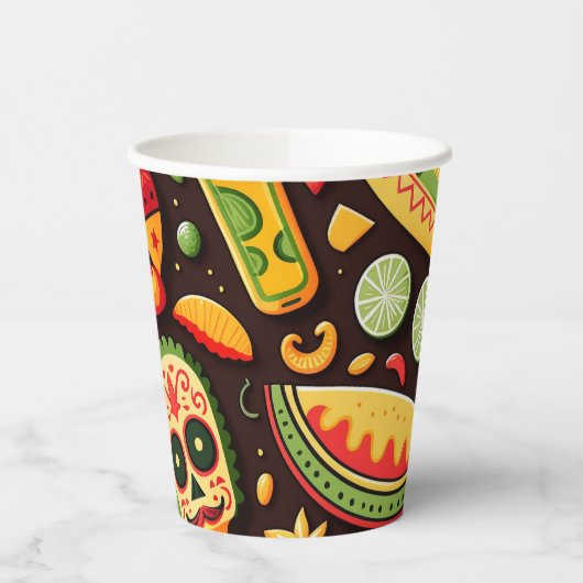 Cinco de Mayo. Mexicaans patroon van heldere carto Papieren Bekers (Links)