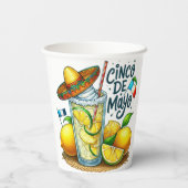 Cinco de Mayo Mexicaans Pet, Citroenen, Limes Papieren Bekers (Achterkant)