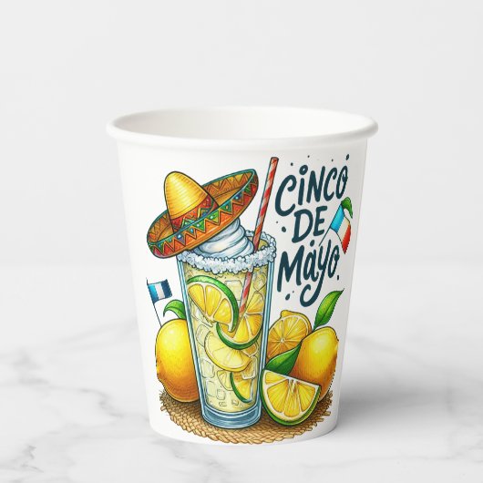Cinco de Mayo Mexicaans Pet, Citroenen, Limes Papieren Bekers (Achterkant)