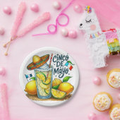 Cinco de Mayo Mexicaans Pet, Citroenen, Limes Papieren Bordje (Feest)