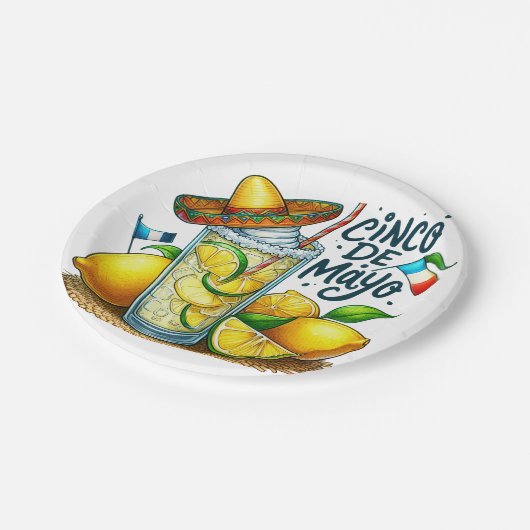 Cinco de Mayo Mexicaans Pet, Citroenen, Limes Papieren Bordje (Gekanteld)